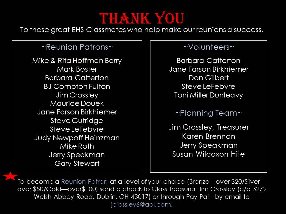 Thank You Sponsors and Volunteers
